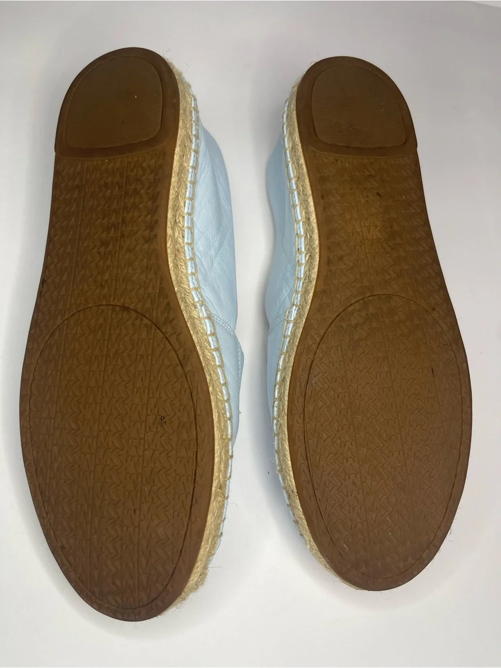 Michael Kors Light Blue Leather Lola Espadrilles size 36 Floral Appliqué